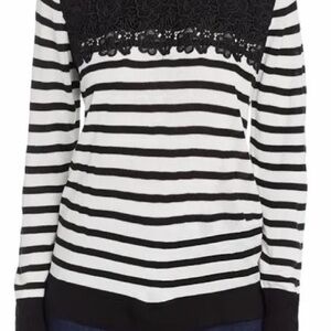 Karl Lagerfeld Monochrome Striped Lace Sweater